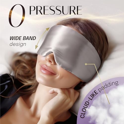 Silk Sleep Mask Soft Pressureless: 100% Mulberry Silk for Eye Skin Anti Wrinkles, Large Size for Total Blackout, Adjustable Wide Velcro Ear Cover - Image 5