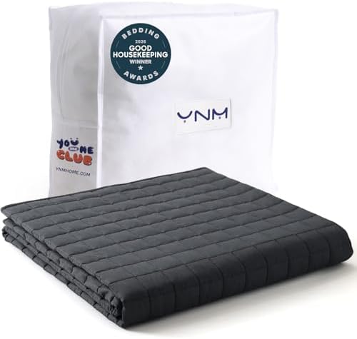 YnM Cotton King Size Weighted Blanket for Adults (88x104 Inches, 40 Pounds, Dark Grey), Smallest Compartments with Cooling Glass Beads,Heavy Blanket for Two Persons of 240~390lbs on Queen or King Bed by YNM