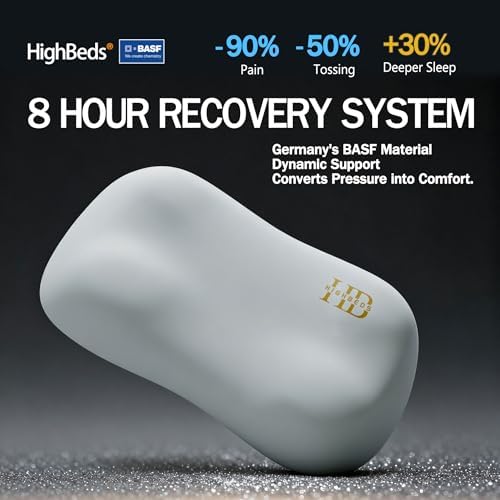 HighBeds Cervical Neck Pillow for Neck Pain Relief- Memory Foam Pillow for Side and Back Sleepers, BASF Support with Ergonomic Pillow(Grey) - Image 3