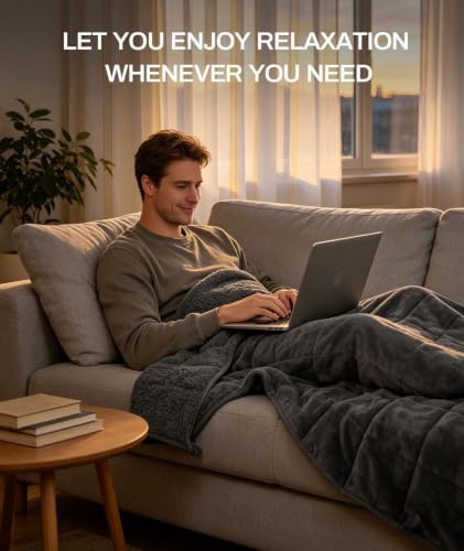 Sherpa Fleece Adult Weighted Blanket, 15 Pounds Dual Sided Soft Plush Blanket for Couch Bed Sofa, Heavy Thick Blankets with Glass Beads Great for Sleep, 48 x 72 inches, Dark Grey on Both Sides - Image 5