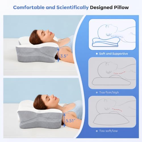 Ultra Comfort Ergonomic Cervical Pillow, Supportive Memory Foam Neck Pillow, Adjustable Height, Breathable Cover, for All Sleepers, No Odor - Image 4
