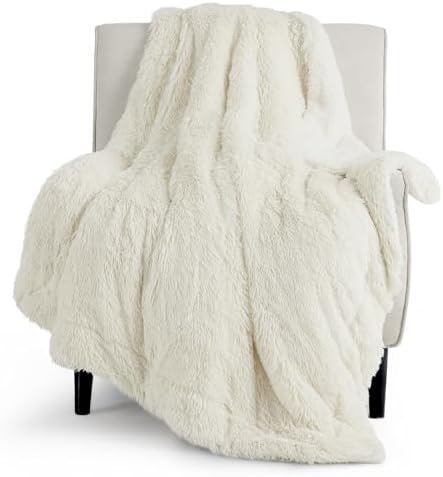 Bedsure Faux Fur Fluffy Sherpa Throw Blanket Couch Twin Cream 60"x80" by Unknown