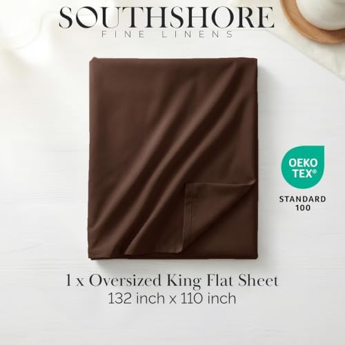 Flat Sheet Only King Size Top Sheet Fits California King Chocolate Brown - Image 2