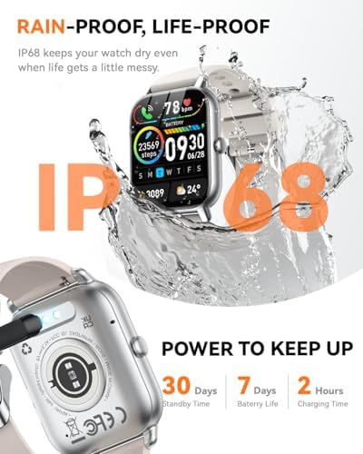 Smart Watches for Men Women, Fitness Tracker with Activity Counter/Sleep Monitor, IP68 Waterproof Smart Watch for Android iPhone iOS Compatible (Starlight, 1.83) - Image 6