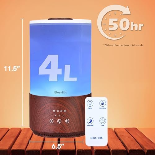 BlueHills 4000 ML Premium 4L Essential Oil Diffuser XL Humidifier Dark Wood - Image 4