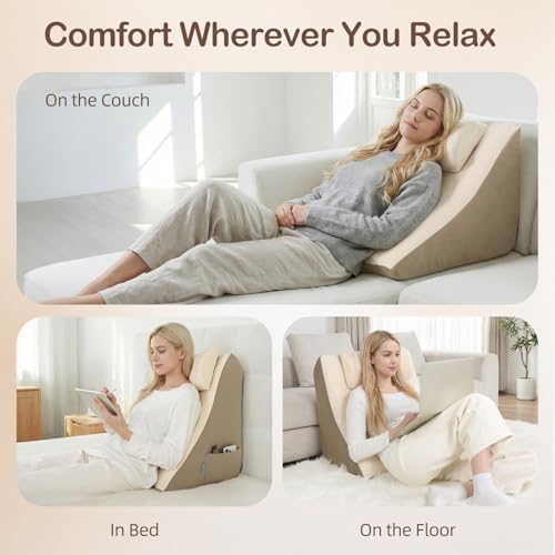 Vekkia 21” Back Rest Pillow with Dual-Layer Foam for Reclining and Sitting - Image 6