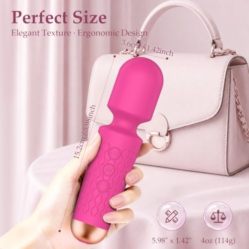Upgraded Cordless Rechargeable Mini Handheld Massager, 20 Modes 8 Speeds, Premium Silicone, Rose Color, On-the-Go Stress Away & Full Body Muscle Relaxation - Image 6