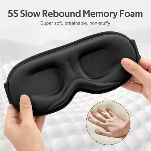 Vynix® Sleep Mask for Men Women - 100% Blackout Eye Masks for Sleep - 3D Soft Sleeping Mask for Side Sleepers - Zero Pressure Lash Extensions Eye Cover Shade for Airplane Travel Essentials, Black - Image 5