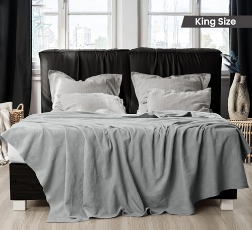 Utopia Bedding 100% Cotton Thermal Blanket Cool Grey Twin, 90x72 Inches - Image 2
