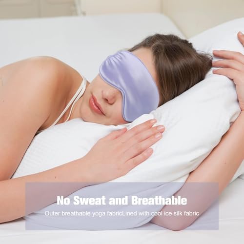 IEKEODI 2 Pack Silk Sleep Masks, Light Blocking Eye Masks, Black & Purple - Image 5