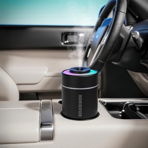 USB Mini Humidifier, Small Portable Desk Humidifier Cool Mist Personal Desktop Humidifiers for Cooling Home Office Car Travel Indoor (180ml, Black) - Image 4