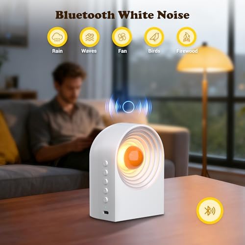UNEEDE White Noise Sound Machine with Bluetooth Functionality, Night Light, Portable Bluetooth Speaker with Noise Canceling for Office & Sleeping, Meditation, Gathering (White) - Image 2