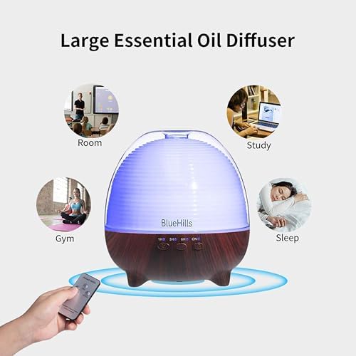BlueHills 1000 ML Essential Oil Diffuser Humidifier Remote Large Dark Wood - Image 5