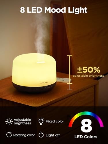 InnoGear 500ml Essential Oil Diffuser for Home Cool Mist Humidifier, Brown - Image 5