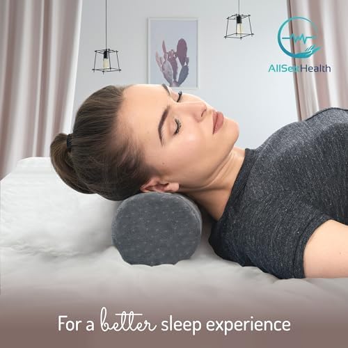 AllSett Health Round Cervical Roll Cylinder Bolster Pillow with Removable Washable Cover, Ergonomically Designed for Head, Neck, Back, and Legs, Grey | 13"X 5" - Image 7