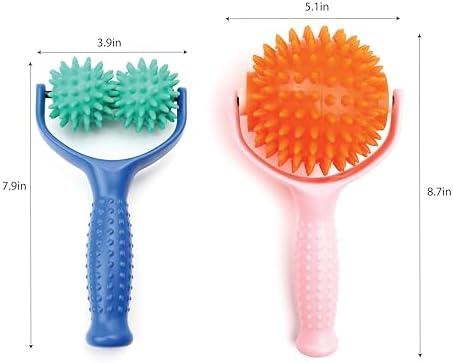 2PCS Handheld Spiky Massage Balls Rollers Compact and Portable Muscle Relaxation Tools with Handle-Deep Tissue for Pain Pressure Relief Whole Body Sensory Self Relax Massager Stick - Image 2