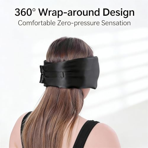 100% Mulberry Silk Sleep Mask for Women & Men – 22 Momme 6A Grade, 3D Contoured Total Blackout Eye Mask for Side Sleepers, Eyelash Extensions, Adjustable Strap, Breathable Blindfold (Black) - Image 4