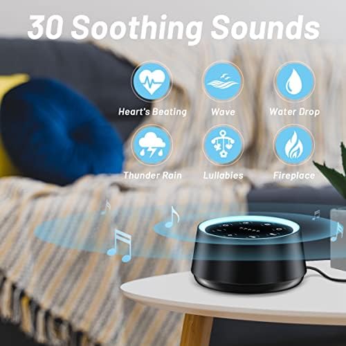 EasyHome Sleep Sound Machine White Noise Machines with 30 Soothing Sounds 12 Adjustable Night Light 10 Adjustment Brightness 32 Levels of Volume 5 Timers and Memory Function Home Travel Office - Image 2