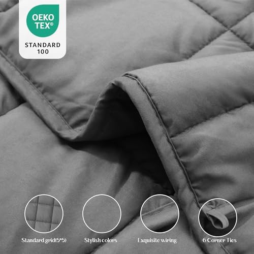 Smart Queen Weighted Blanket 20lbs (60”x80”,Grey) Full Size Soft Cooling Heavy Blanket for Sleeping, Breathable All Season Comfort with Premium Glass Beads,Machine Washable - Image 4