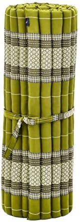 Leewadee - Kapok Roll Mat – Handcrafted Folding Sleep & Relaxation Mattress from Thailand, Ideal as Guest Bed, Camping Mat, Yoga Mat or Traditional Futon, 75 x 39 inches, Green - Image 5