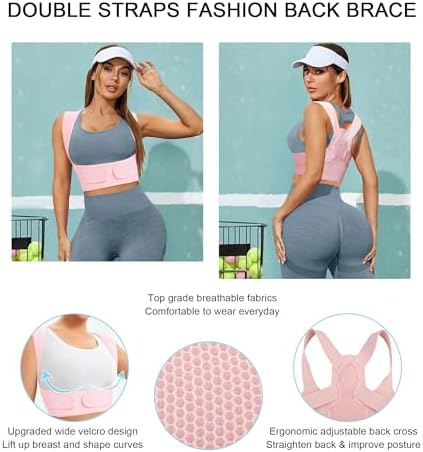 URSEXYLY Posture Corrector for Women and Men Adjustable Upper Back Brace Breathable Spine Support-Neck, Shoulder, Clavicle, Back Relief (XL/2XL, Pink) - Image 2