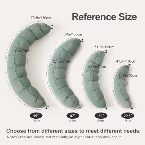 Peallow(Pat. Pend) – Long Round Body Pillow for Adults, Bolster Pillow for Sleeping, Soft and Supportive Pillow for Sleeping & Lumbar Support(Willow Green,59") - Image 2