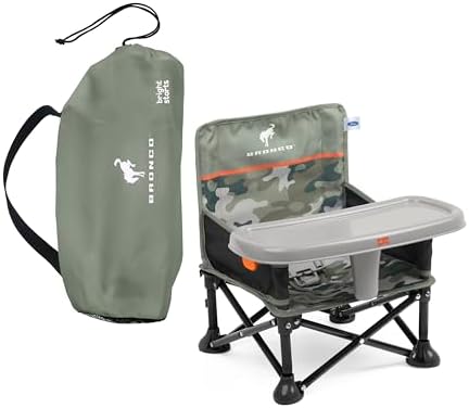 Bright Starts Ford Bronco Pop 'N Sit Portable Booster Chair, Floor Seat, Indoor/Outdoor Use, Compact Fold, Camo Print, 6 Mos - 3 Yrs by BrightStarts