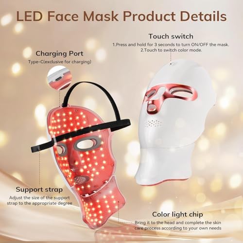 ONLUKY Red Light Therapy Mask USB-C Rechargeable LED Face Mask - Image 4