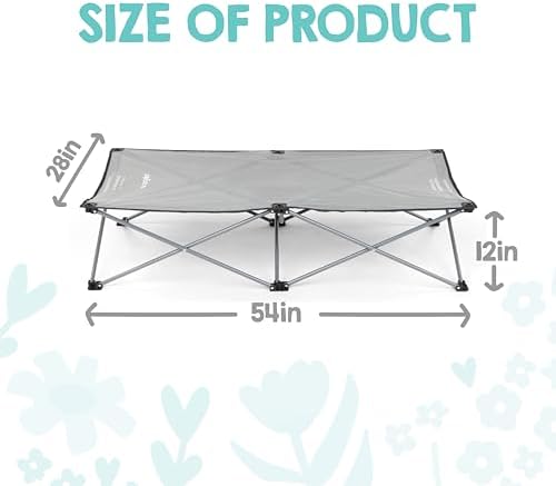 Regalo Extra Long My Cot® Portable Toddler Bed, Foldable Kids Travel Bed & Camping Cot for Ages 2–8, Indoor/Outdoor, Extra Large 54” x 28” x 12”, Supports up to 80 lbs, Gray - Image 4