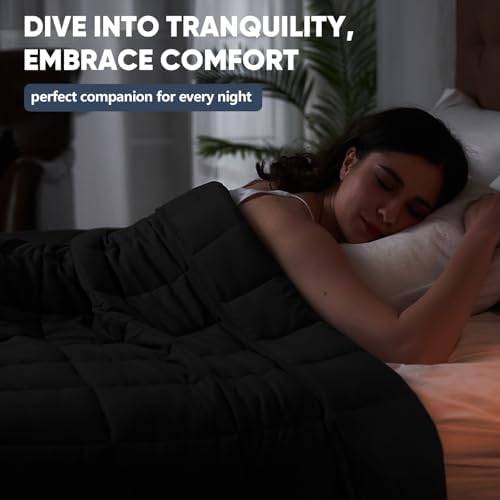 yescool Weighted Blanket for Adults (15 lbs, 48" x 72", Black) Cooling Heavy Blanket for Sleeping Perfect for 160-180 lbs, Twin Size Breathable Blanket with Premium Glass Bead, Machine Washable - Image 6