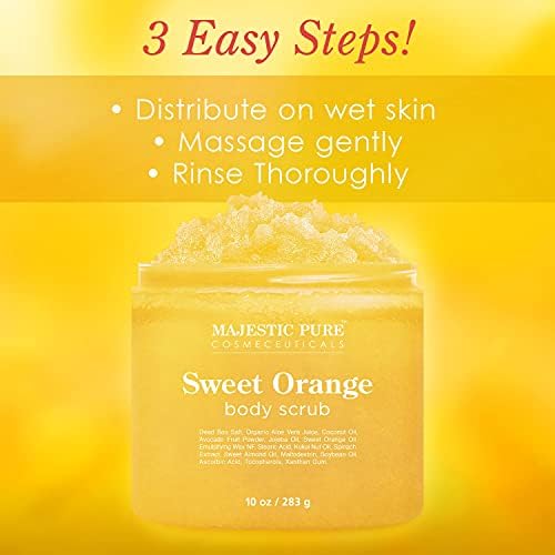 Majestic Pure Sweet Orange Body Scrub, Exfoliating Polish, 10 Oz - Image 3