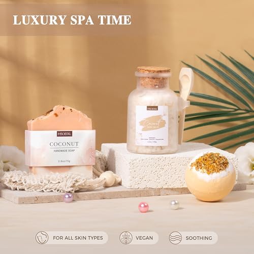 12 PCS Coconut Spa Gifts Set for Women Gift Basket for Women Spa Bath Gift - Image 4