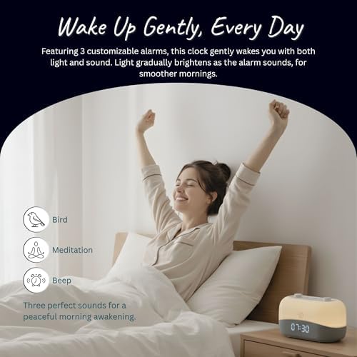 Sleep ZM White Noise Machine with 29 Sounds + 16 Colors Digital Alarm Clock & Amber Night Light for Blue Light Blocking, Gentle Wake Alarm, Sleep Timer & Memory Function for Adults & Kids - Image 6