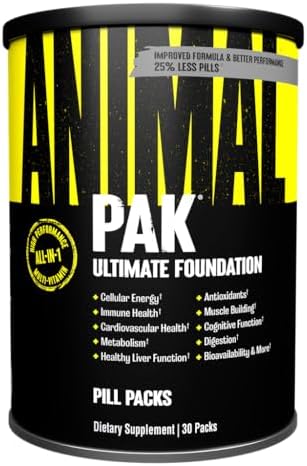 Animal Pak Multivitamin Supplement for Men & Women | 30 All-in-1 Pill Packs by Animal