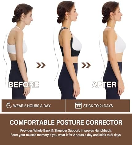 URSEXYLY Posture Corrector for Women Breathable Back Brace For Posture Adjustable Back Straightener Support for Neck Shoulder Clavicle and Upper Back Pain Relief(S/M,Black) - Image 3