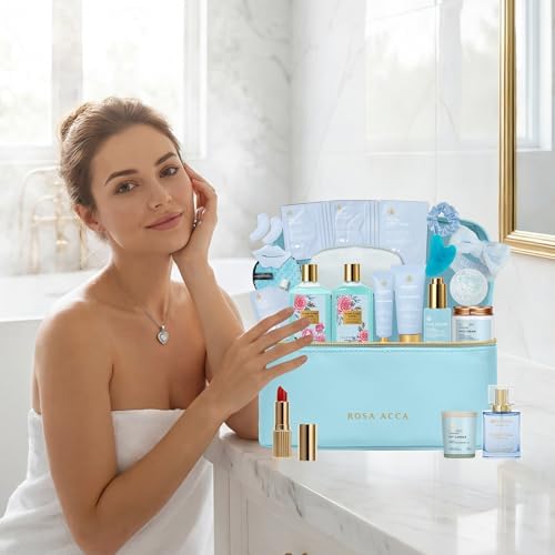 25 Pcs Mother's Day Gift, Bath & Body Gift Basket Set for Women, Skin Care Set, Self Care Spa Gift Basket, Cosmetic Bag, Necklace, Bath Bomb, Christmas, Valentine's, Birthday, Wife, Mom - Image 3