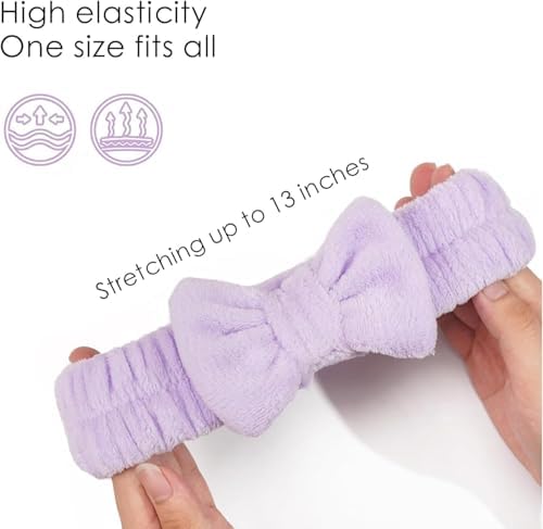 16pcs Skincare Headband Set, Headband Set for Face Washing Spa and Makeup, Including 1 Hairband, Wristband, 3 Hair Claw Clips and 10 Hair Ties, with Box, Gift for Women and Girls, Purple - Image 5