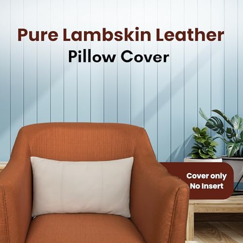 LL LEATHER LOVERS 100% Lambskin Leather Pillow Cover 12x20 Inch – Hand-Stitched Cushion Case with Hidden Zipper, Decorative Throw Cover for Sofa, Bed and Living Room - White Panel Pack of 2 - Image 2