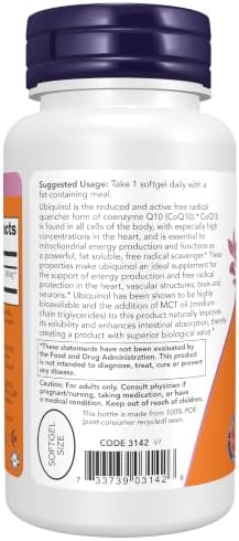NOW Foods Supplements, Ubiquinol 100 mg, High Bioavailability (the Active Form of CoQ10), 60 Softgels - Image 3
