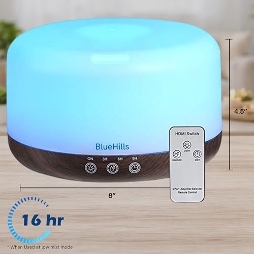 BlueHills 1000 ML Essential Oil Diffuser Premium Humidifier Remote Darkwood - Image 4