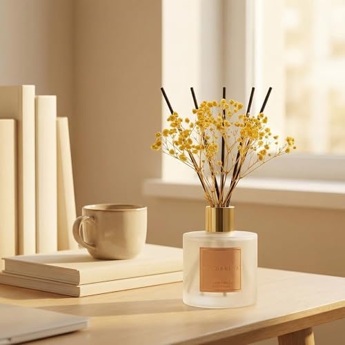 Cocorrína Reed Diffuser - Warm Vanilla Scented Diffuser with 8 Sticks Home Fragrance Reed Diffuser for Bathroom Shelf Decor - Image 4