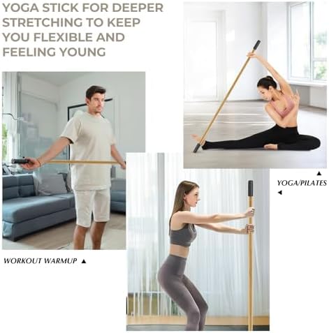 Bamboo Yoga Stick, 58.5-Inch Stretching Stick for Exercise - Image 4