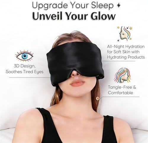 100% Mulberry Silk Sleep Mask for Women & Men – 22 Momme 6A Grade, 3D Contoured Total Blackout Eye Mask for Side Sleepers, Eyelash Extensions, Adjustable Strap, Breathable Blindfold (Black) - Image 2