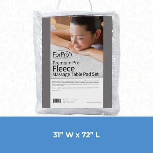 ForPro Premium Pro Fleece Massage Table Pad Set, Extra Soft, Hypoallergenic, Includes Massage Table Pad and Face Rest Cover, 31” W x 72” L, White - Image 2