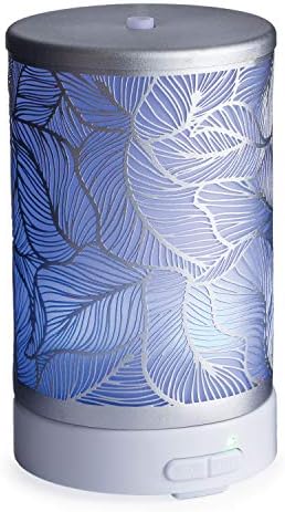 Airome Silverleaf Medium Essential Oil Diffuser|100 mL Humidifying Ultrasonic Aromatherapy Diffuser 8 Colorful LED Lights, Intermittent & Continual Mist, Auto Shut-Off by Airom%C3%A9