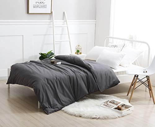 F.Y.Dreams Weighted Blanket Duvet Cover 60x80 inches with 8 Ties,Zipper on Long Side/100% Cotton, Dark Grey/Just Duvet Cover by FYDreams