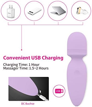 Mini Wand Massager Small Cordless Hand-held Massager Quiet Waterproof Massager Rechargeable Personal Massager for Neck Shoulder Back Body [4.35 * 1.18 inches] - Image 5