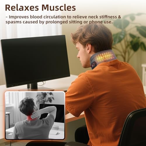 Electric Neck Heating Pad Cordless with Massage, Heated Neck Wrap with 660nm 850nm Red Light, 3 Heat Levels 3 Vibration Modes, Portable Neck Massager for Pain Relief, 3000mAh Rechargeable - Image 6