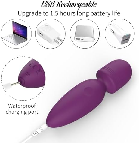 Fuwyiy Mini Massager Tools,Small Waterproof Cordless Handheld Massager with 10 Vibration Modes, Personal Handheld Massager for Back（Purple） - Image 2