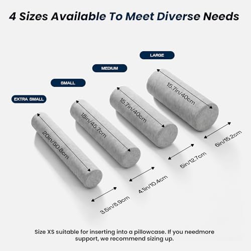 Neck Roll Pillow for Neck Pain Relief - Memory Foam Neck Support Pillow for Bed, Cylinder Pillows, Round Neck Pillow for Sleeping, 15.7 * 5 * 5 inch (Grey) - Image 2